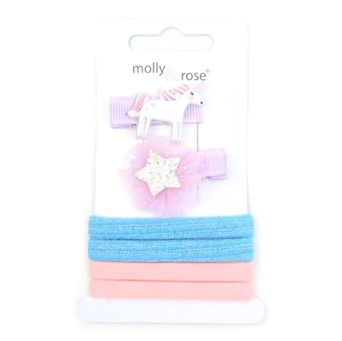 Unicorn Motif Clips & Jersey Elastics Set