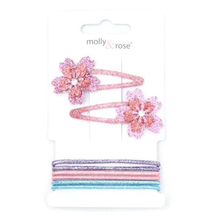 Flower Sleepies & Glitter Elastics Set