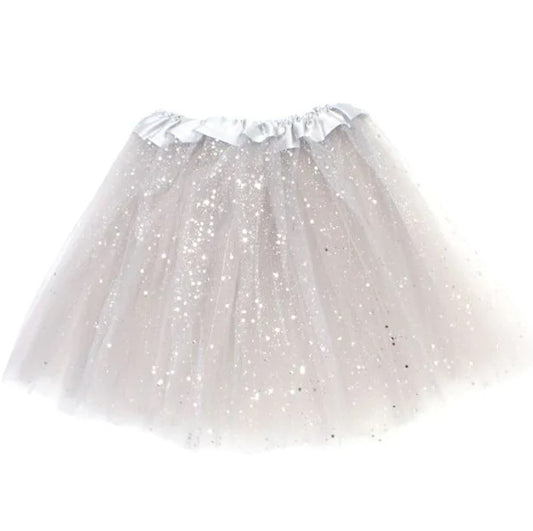 Silver Grey Glitter Net Tutu