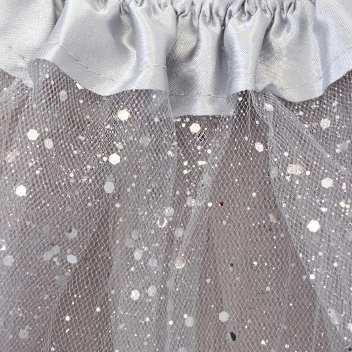 Silver Grey Glitter Net Tutu