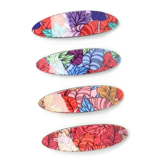 Bright Floral Print Oval Barrette