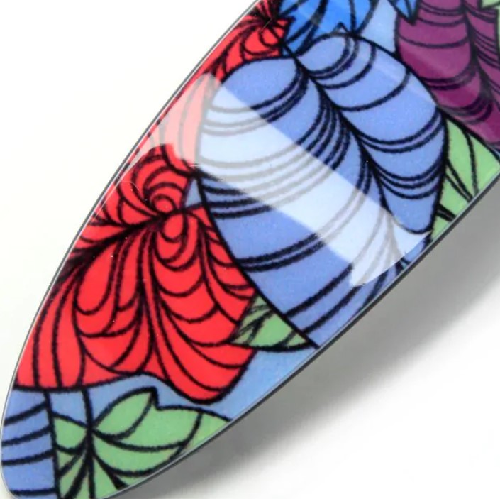 Bright Floral Print Oval Barrette