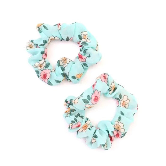 Card of 2 Floral Print Scrunchies