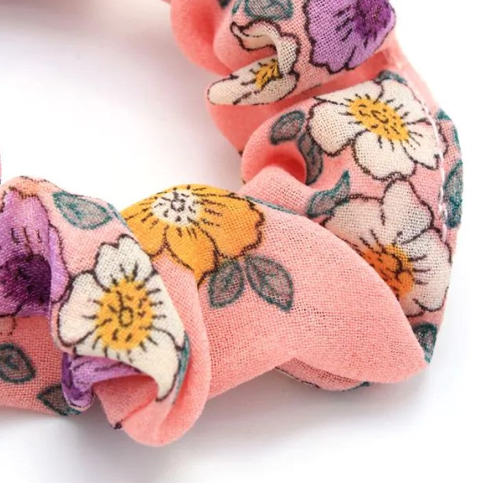 Card of 2 Floral Print Scrunchies