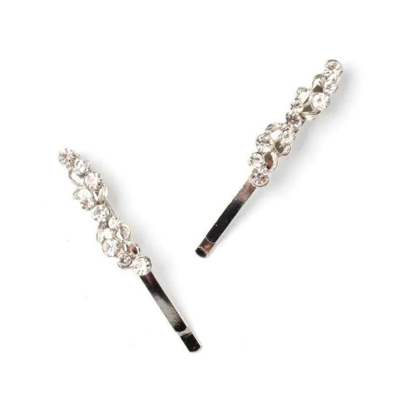 Card of 2 Assorted Style Silver Crystal Grips