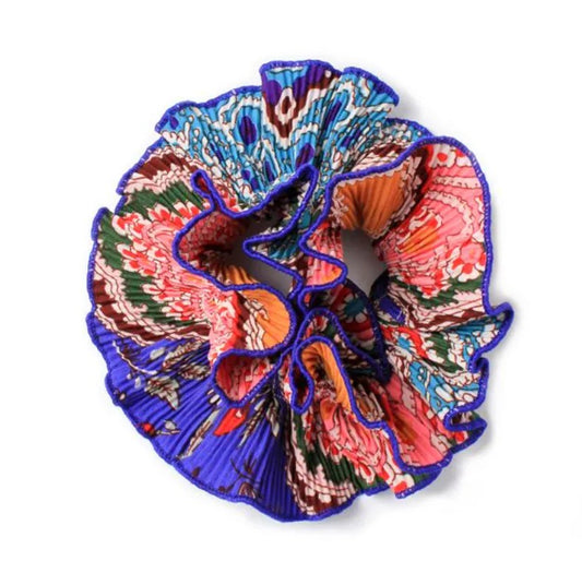 Extra Large Indian Block Print Ribbed Scrunchie