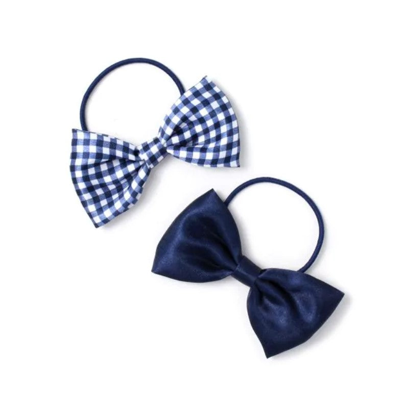 Card of 2 Bow Elastics In Navy