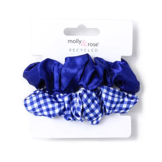Card of 2 Royal Blue Scrunchies