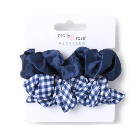 Card of 2 Navy Scrunchies
