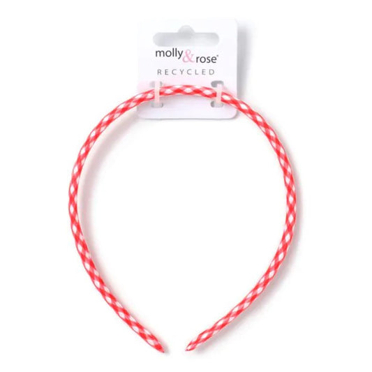 1cm Wide Red Gingham Alice Band