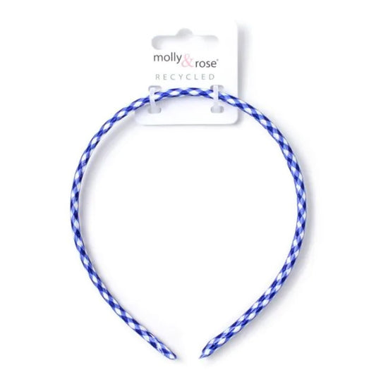1cm Wide Royal Blue Gingham Alice Band