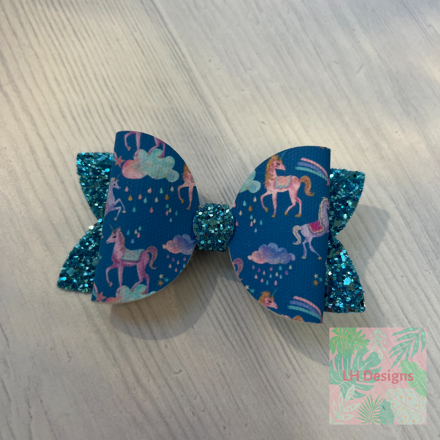 Blue Unicorn Hair Bow