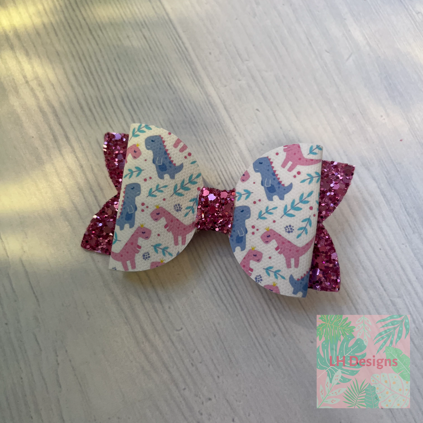 Pink Dinosaur Hair Bow