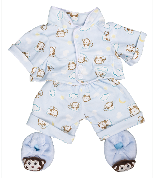 Blue Monkey Jammies with Slippers