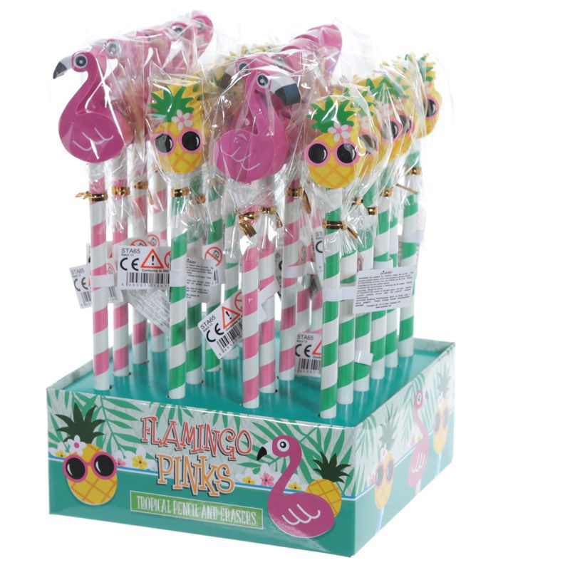 Flamingo or Pineapple Tropical Pencil & Eraser Topper