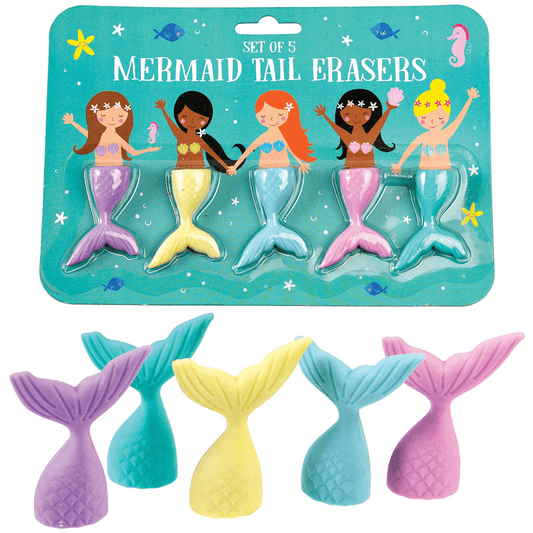 Set of 5 Mermaid Tail Erasers