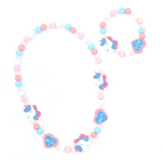 Children's Unicorn Beaded Necklace and Bracelet set