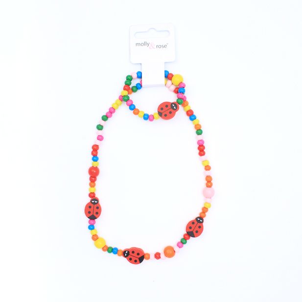 Children's Ladybird Beaded Necklace and Bracelet set