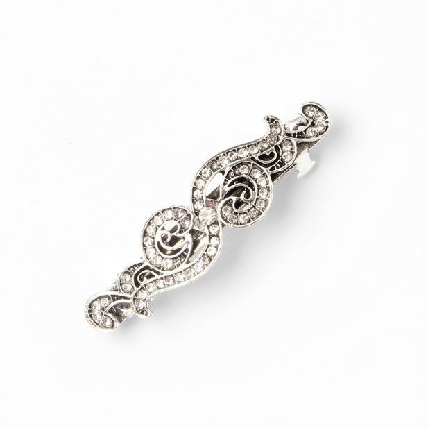 Antique Style Crystal Swirl Barrette