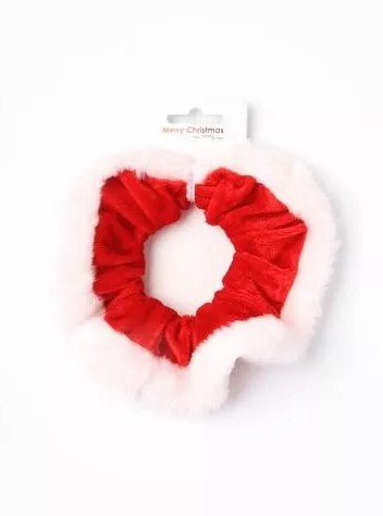 Bright Red Velvet Christmas Scrunchie