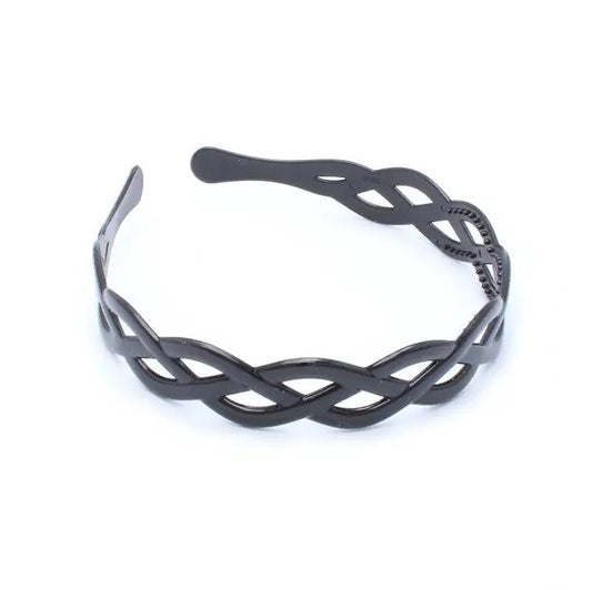 2cm Black Weave Alice Band With Teeth