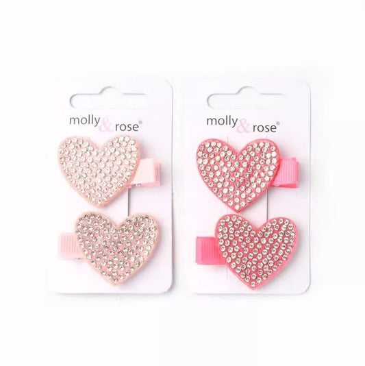 Diamante Heart Clips