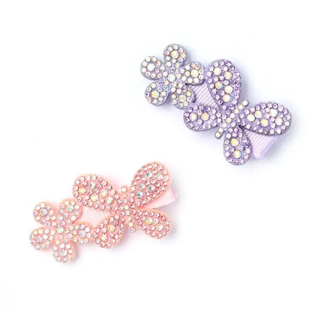 Diamante Flower and Butterfly Clips