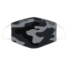 Black & Grey Camouflage Reusable Face Covering - Adult