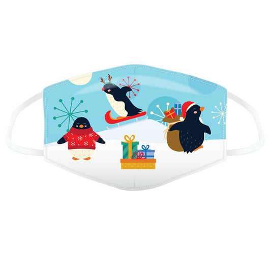 Christmas Penguins Reusable Face Covering - Child