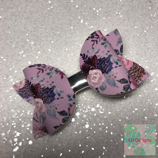Blooming Florals Mauve & Wine Hair Bow