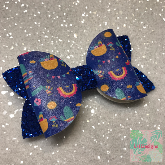 Blue Cactus Hair Bow