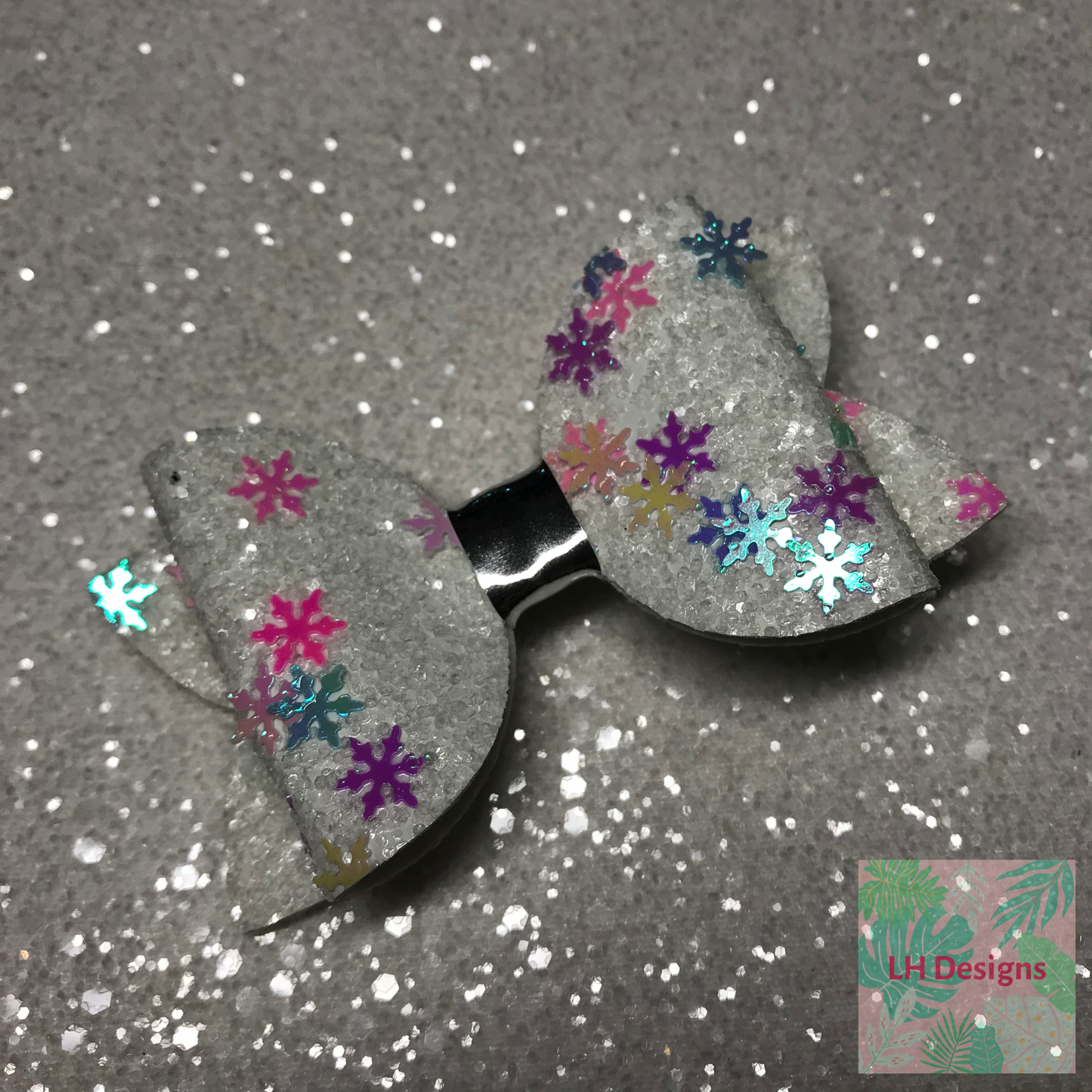 Snowflake Glitter Hair Bow