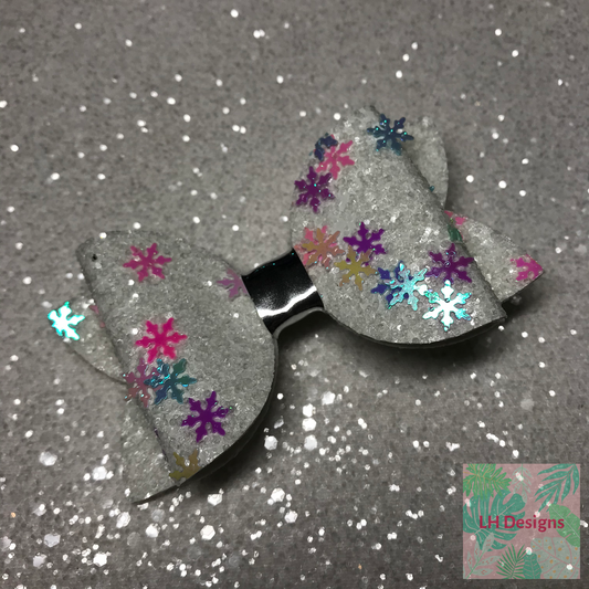 Snowflake Glitter Hair Bow