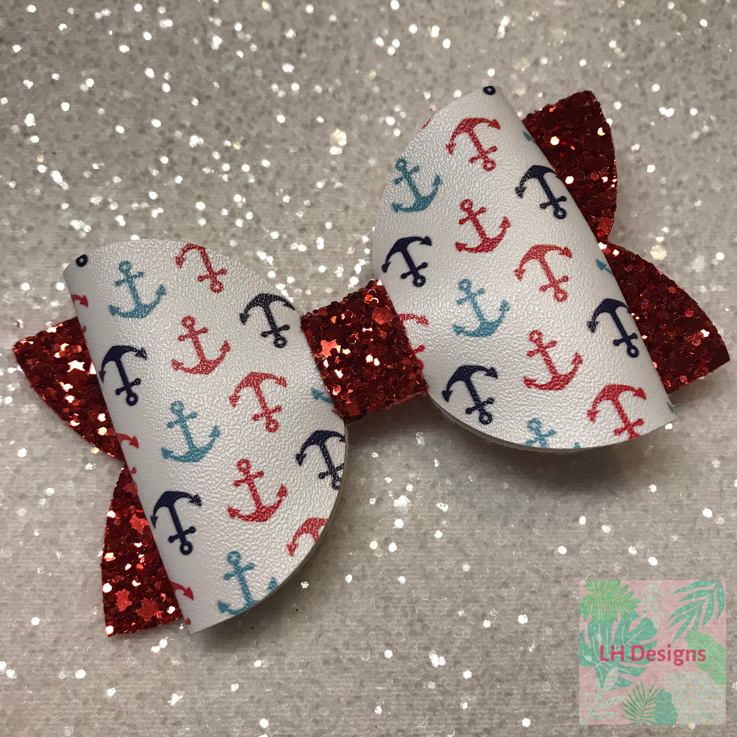 Red Anchor Hair Bow