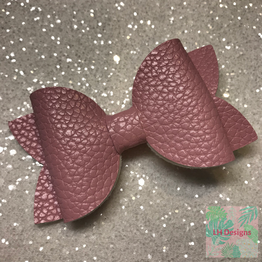 Pink Leatherette Hair Bow