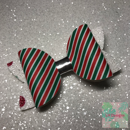 Christmas Spots & Stripes Hair Bow