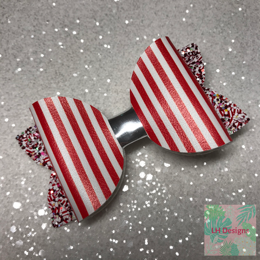 Red & White Candy Stripe Hair Bow