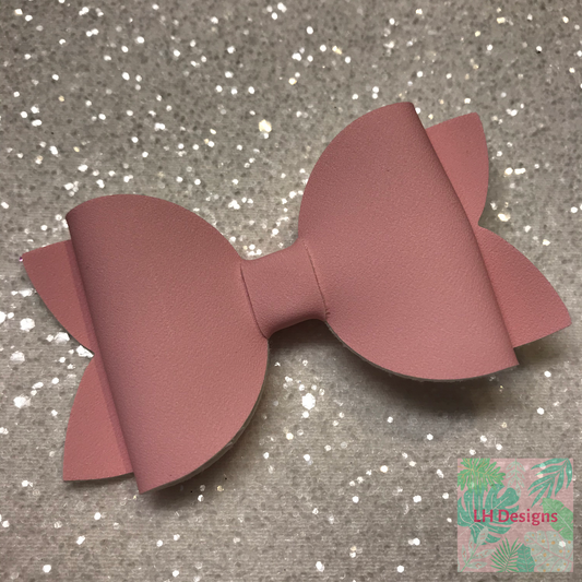 Baby Pink Leatherette Hair Bow