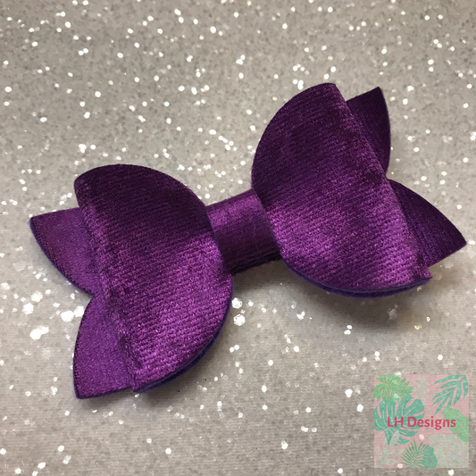 Purple Crushed Velvet Hair Bow
