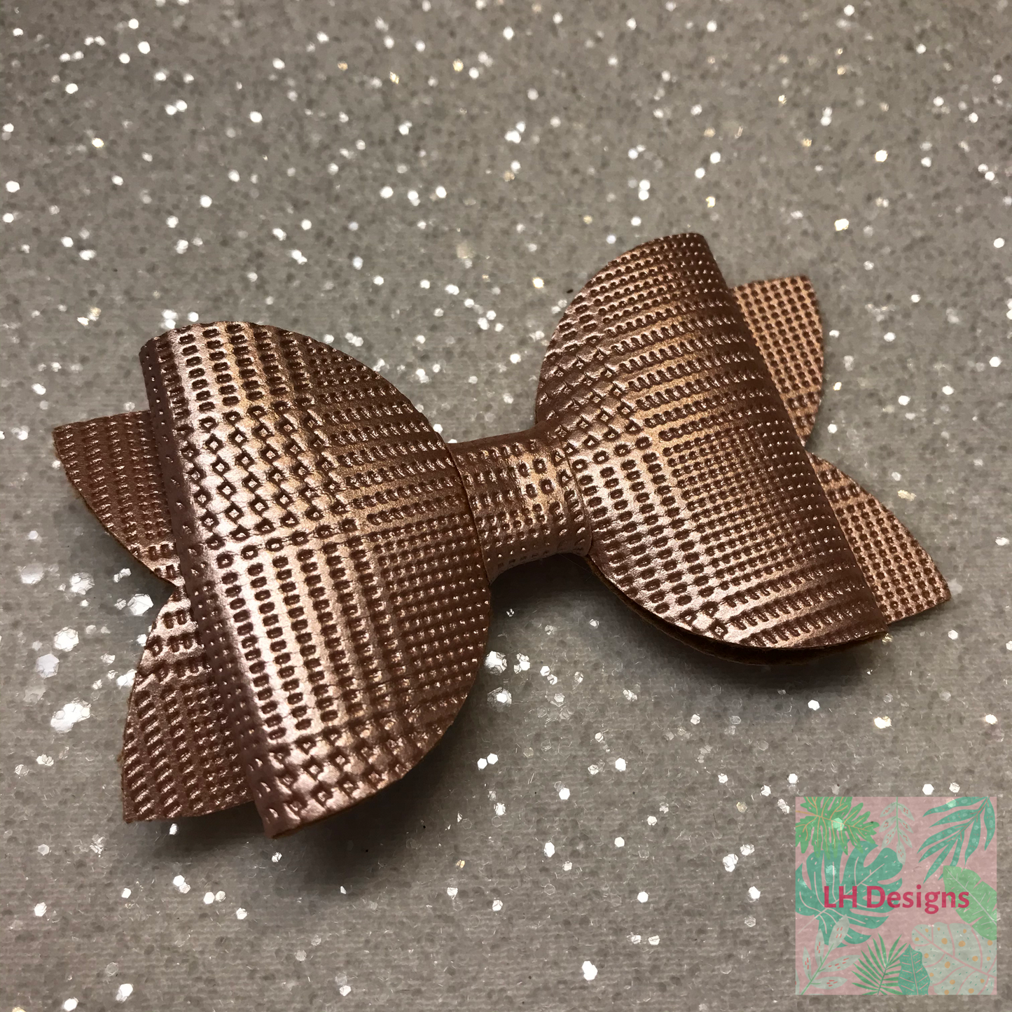 Rose Gold Plaid Hair Bow