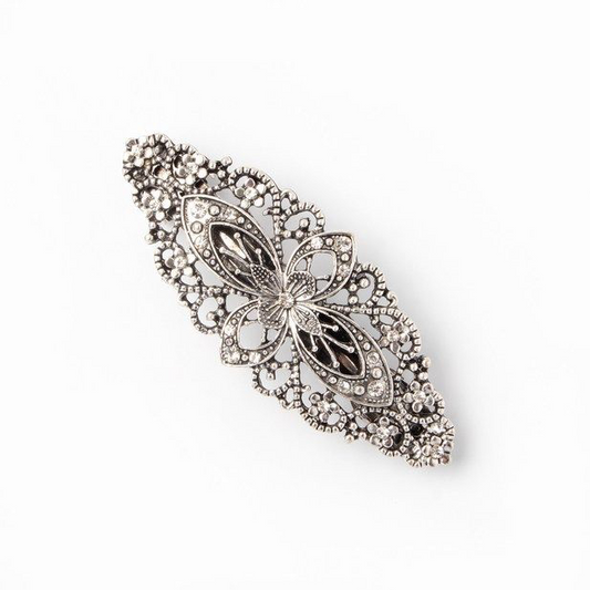 Metal Crystal Filigree Barrette