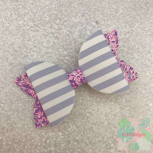 Lilac Stripe Hair Bow