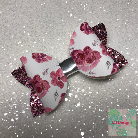 Dusky Pink Floral Hair Bow