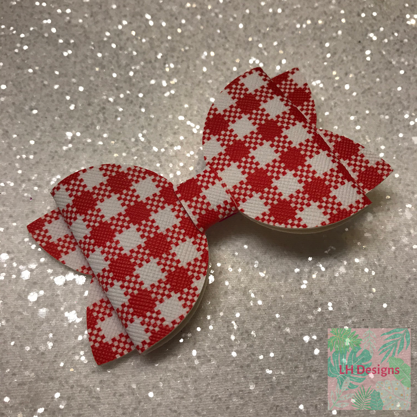 Red Gingham Hair Bow