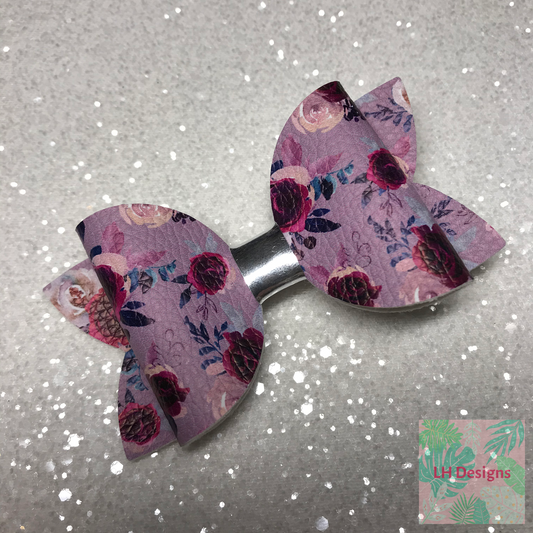 Blooming Florals Lilac & Raspberries Hair Bow