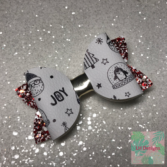 Monochrome Christmas Hair Bow