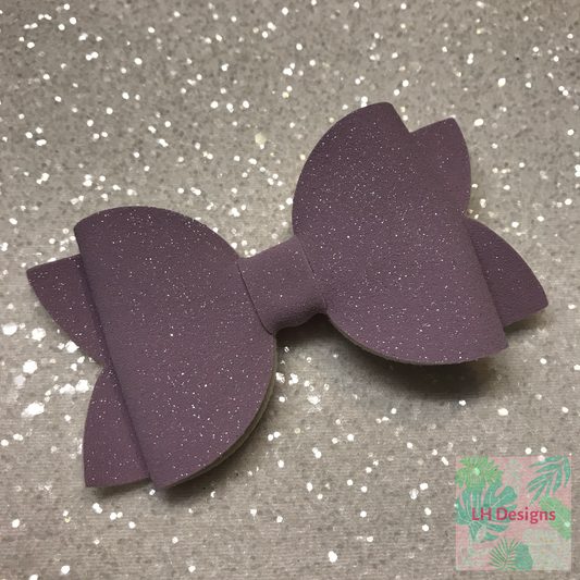 Lilac Sparkle Suede Hair Bow