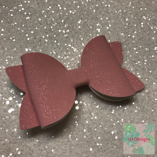 Pink Sparkle Suede Hair Bow