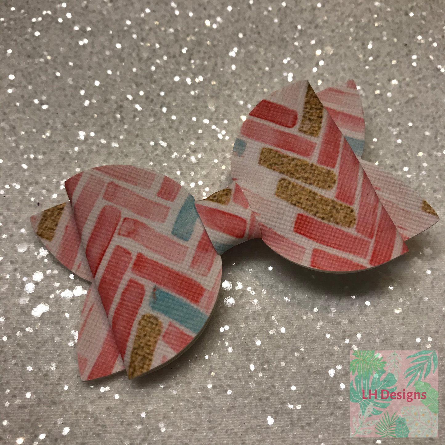 Pink Tile Print Hair Bow